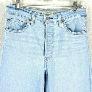 Levis Ribcage Straight Ankle Jeans Womens 30 Whiskered Baggy Grunge Button Fly